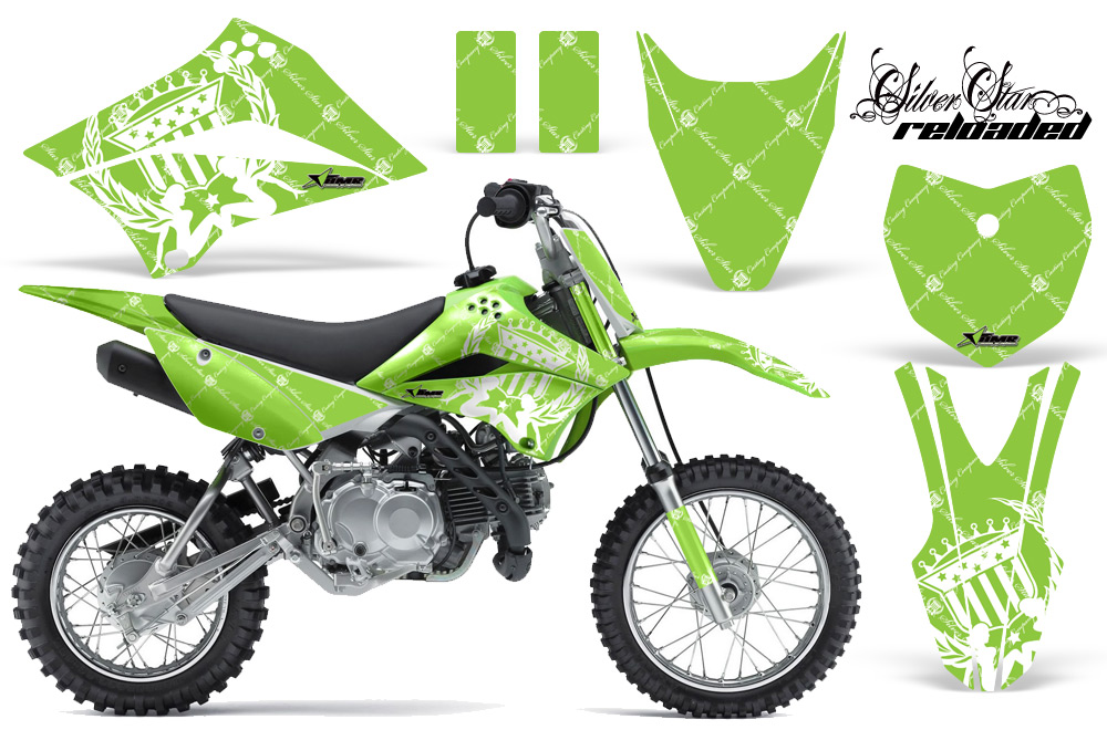 Kawasaki KLX 110L 10-11 NP Graphic Kit RELOADED-WHITE GREENBG